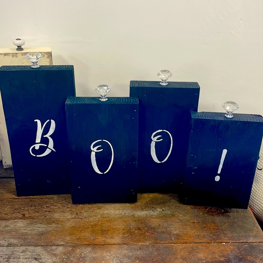 Handcrafted Boo sign